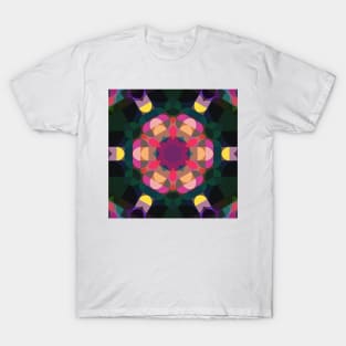 Retro Mandala Flower Pink Yellow and Purple T-Shirt